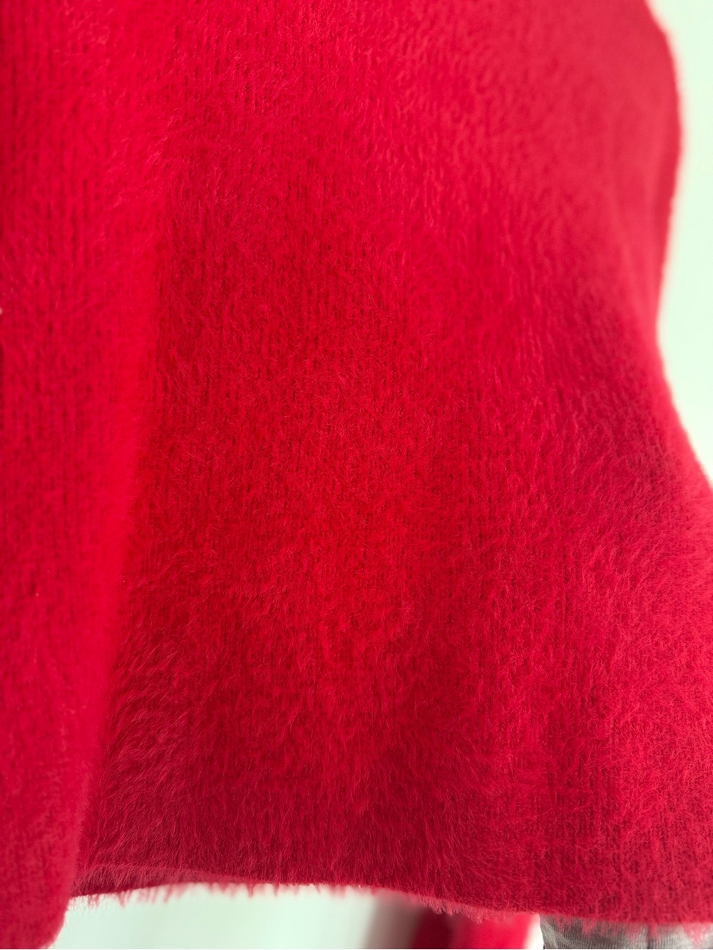 Red Fuzzy Long-Sleeve Mock Neck Sweater - Picture 2 of 4